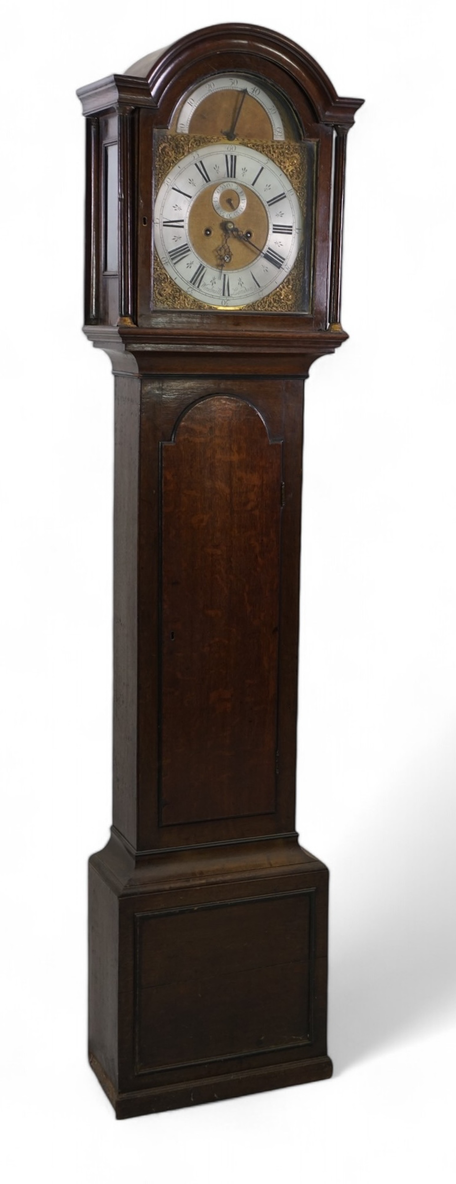 Windmills of London. A George III oak cased eight day longcase clock